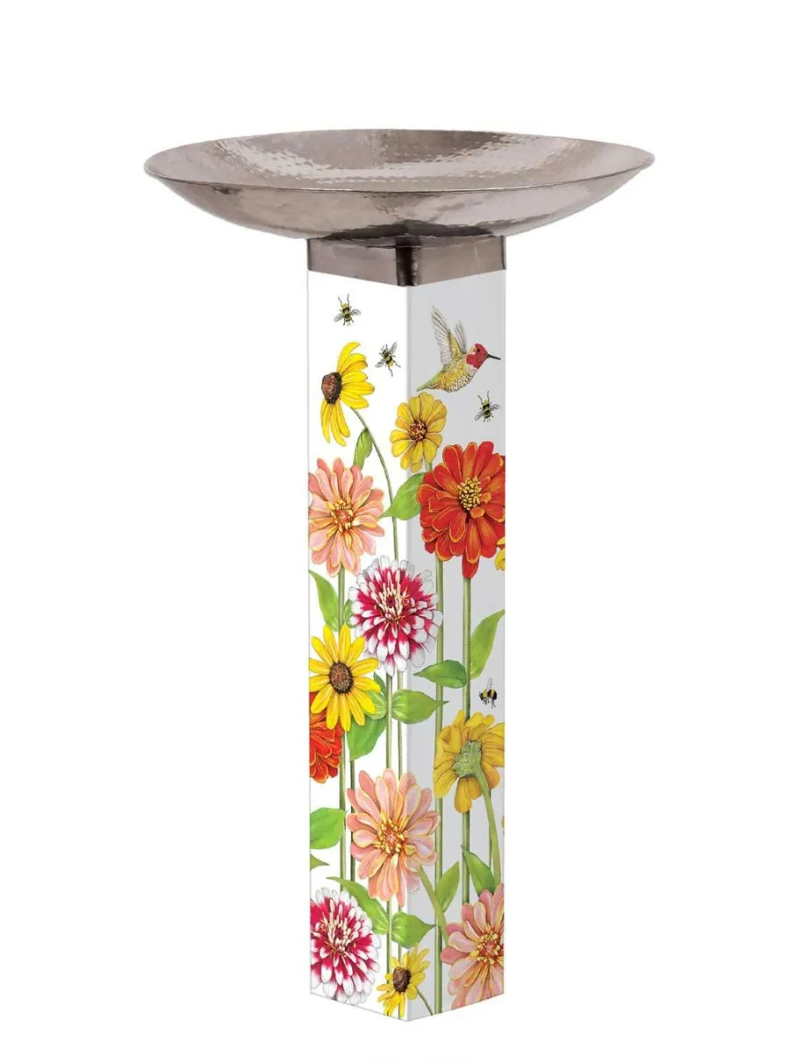 Birds and Bees Bird Bath Art Pole