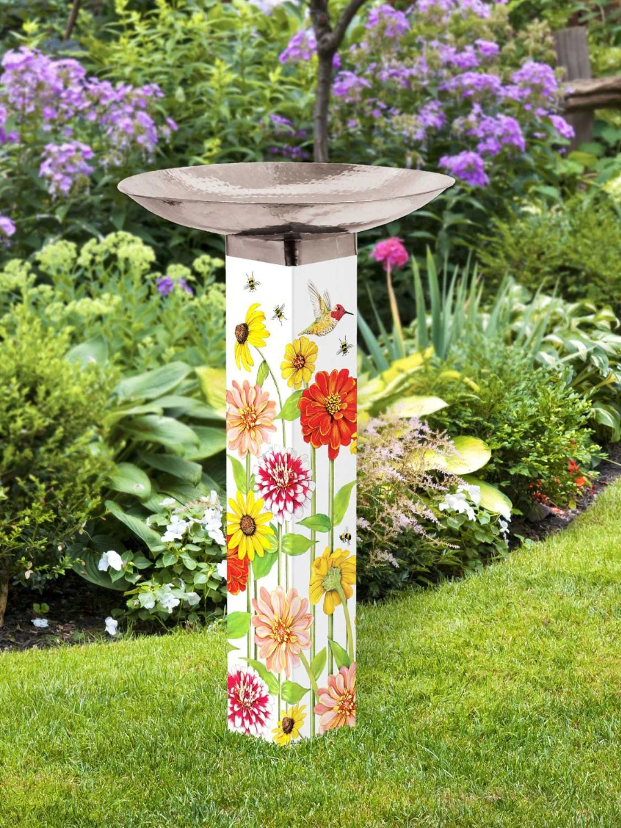 Birds and Bees Bird Bath Art Pole - Image 2