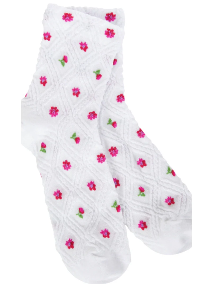Crescent Socks - Lattice Quarter Socks Rosebud - Image 3