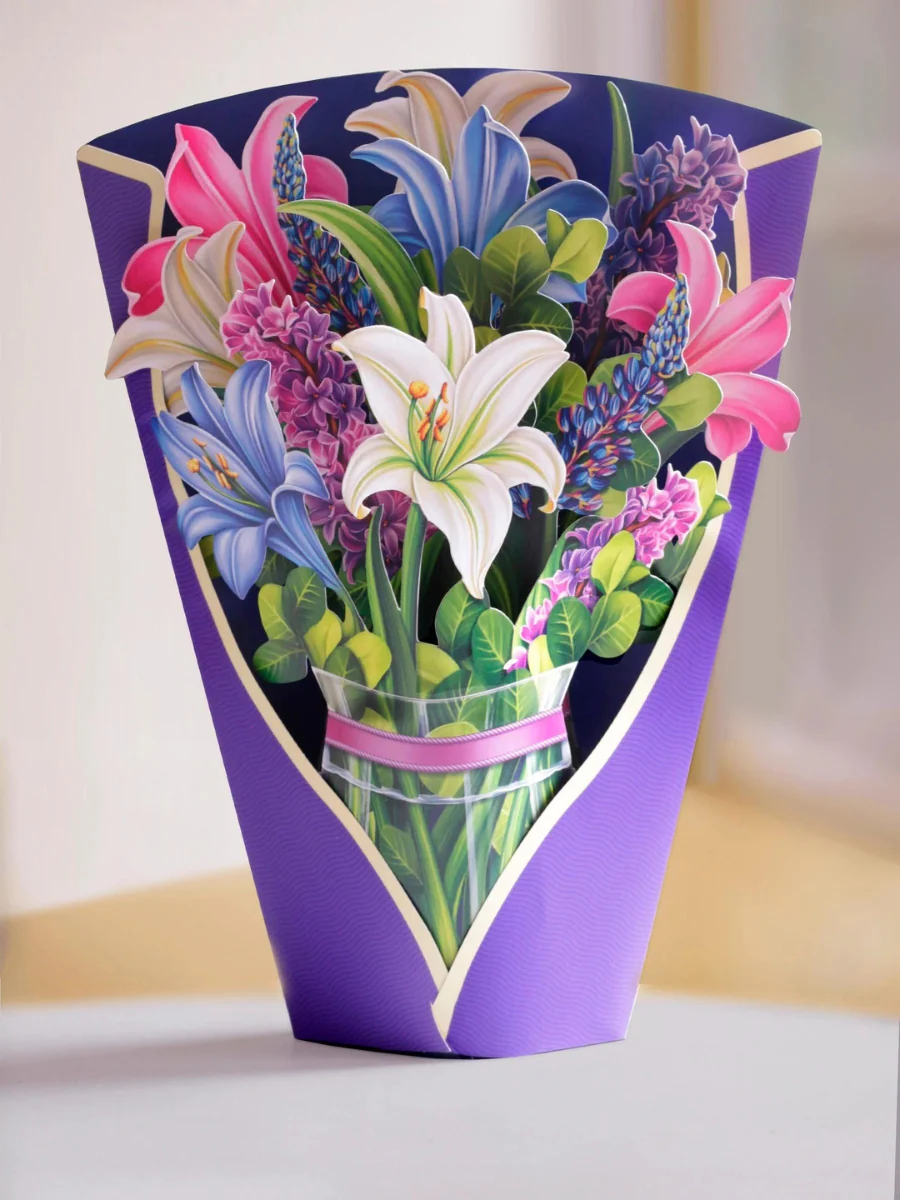 Lilies & Lupines Pop-Up Flower Bouquet - Image 3