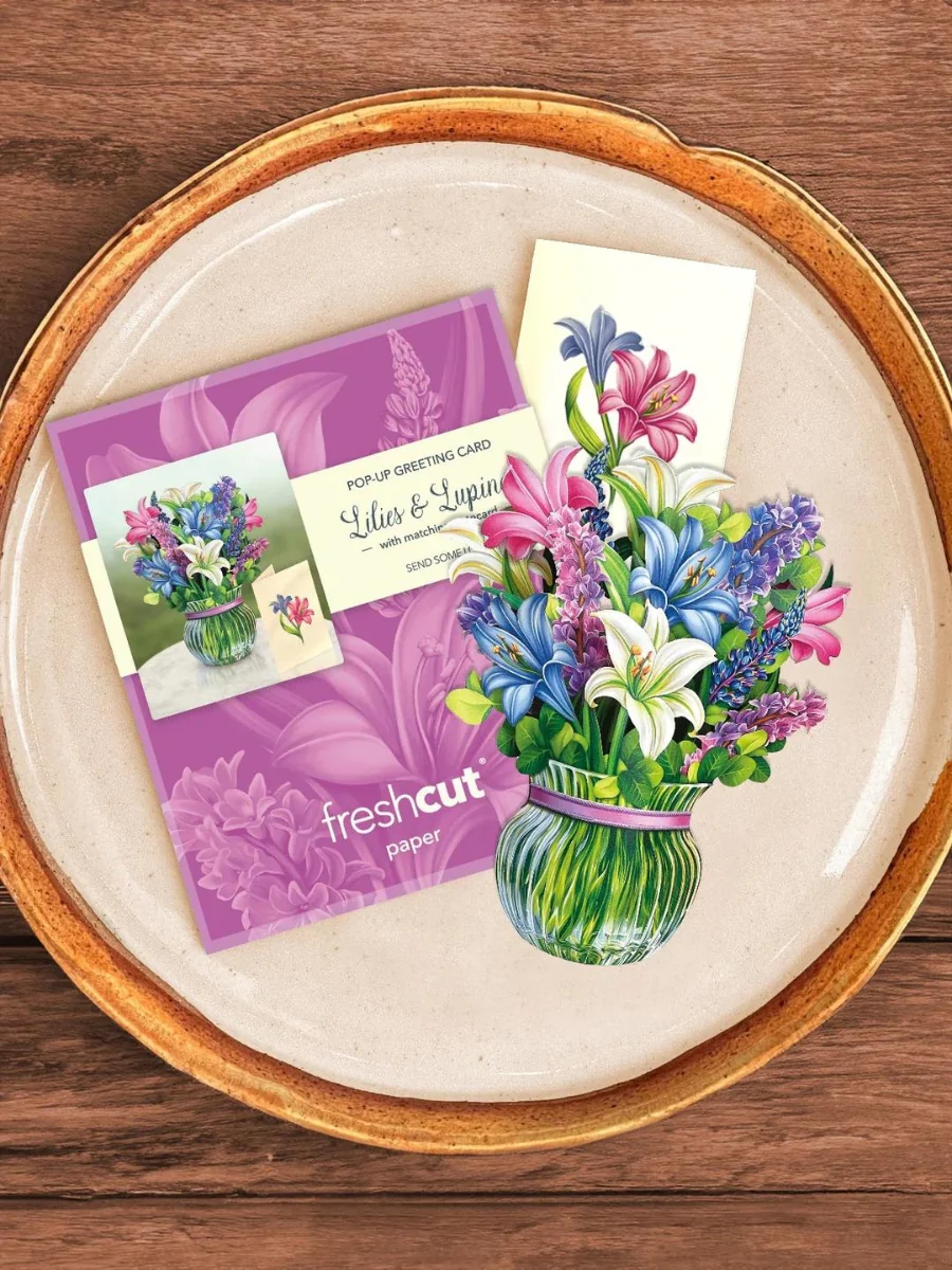 Mini Lilies & Lupines Pop-Up Bouquet - Image 2