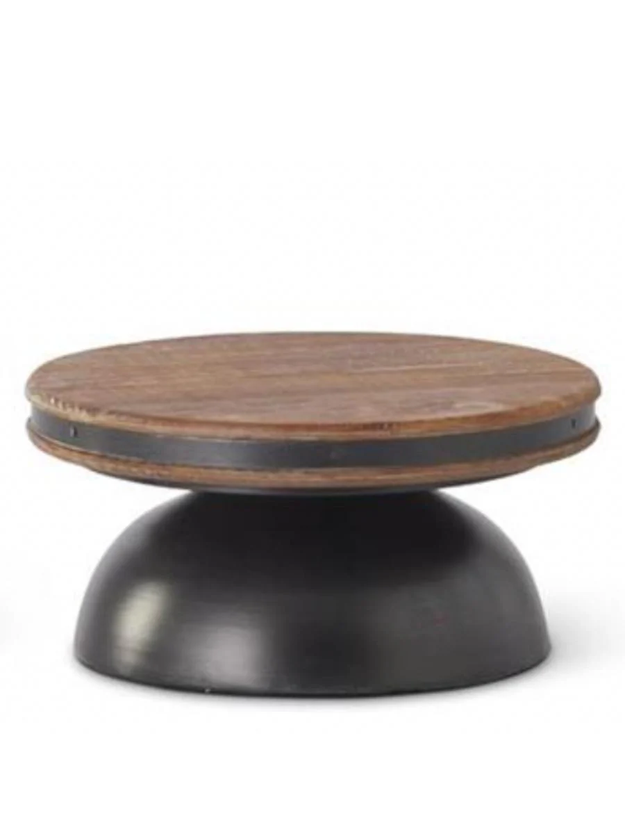 Round Riser Black Metal with Wood Top - Image 2