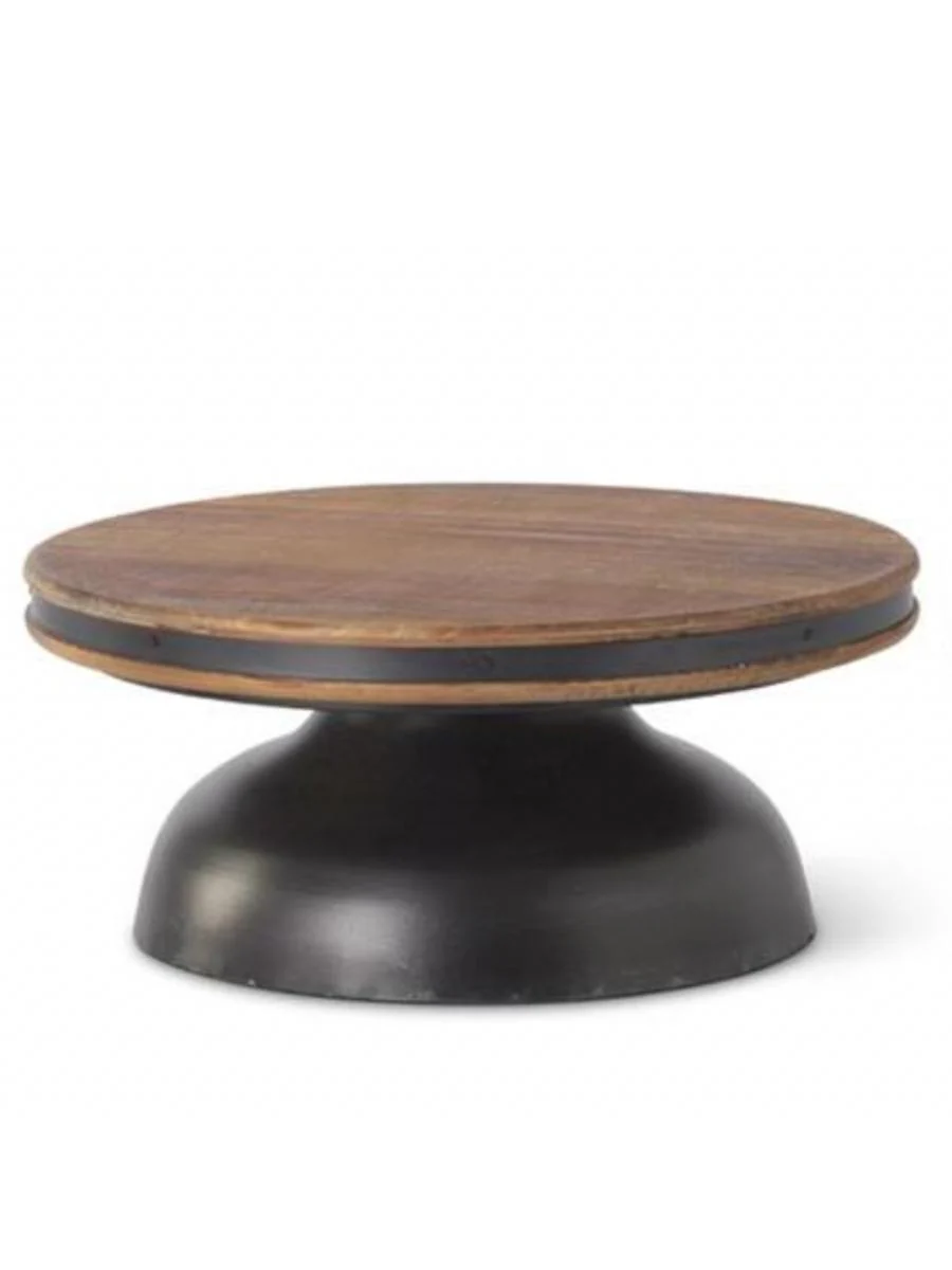 Round Riser Black Metal with Wood Top - Image 3